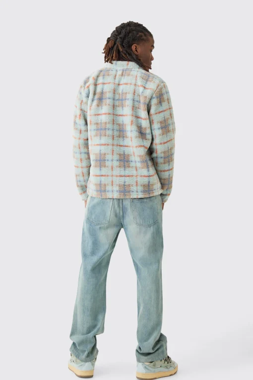 boohooMAN Borg Patch Pocket Tonal Check Overshirt | UK| Shirts