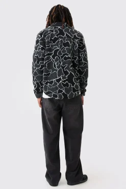 boohooMAN Borg Squiggle Boxy Overshirt | UK| Shirts