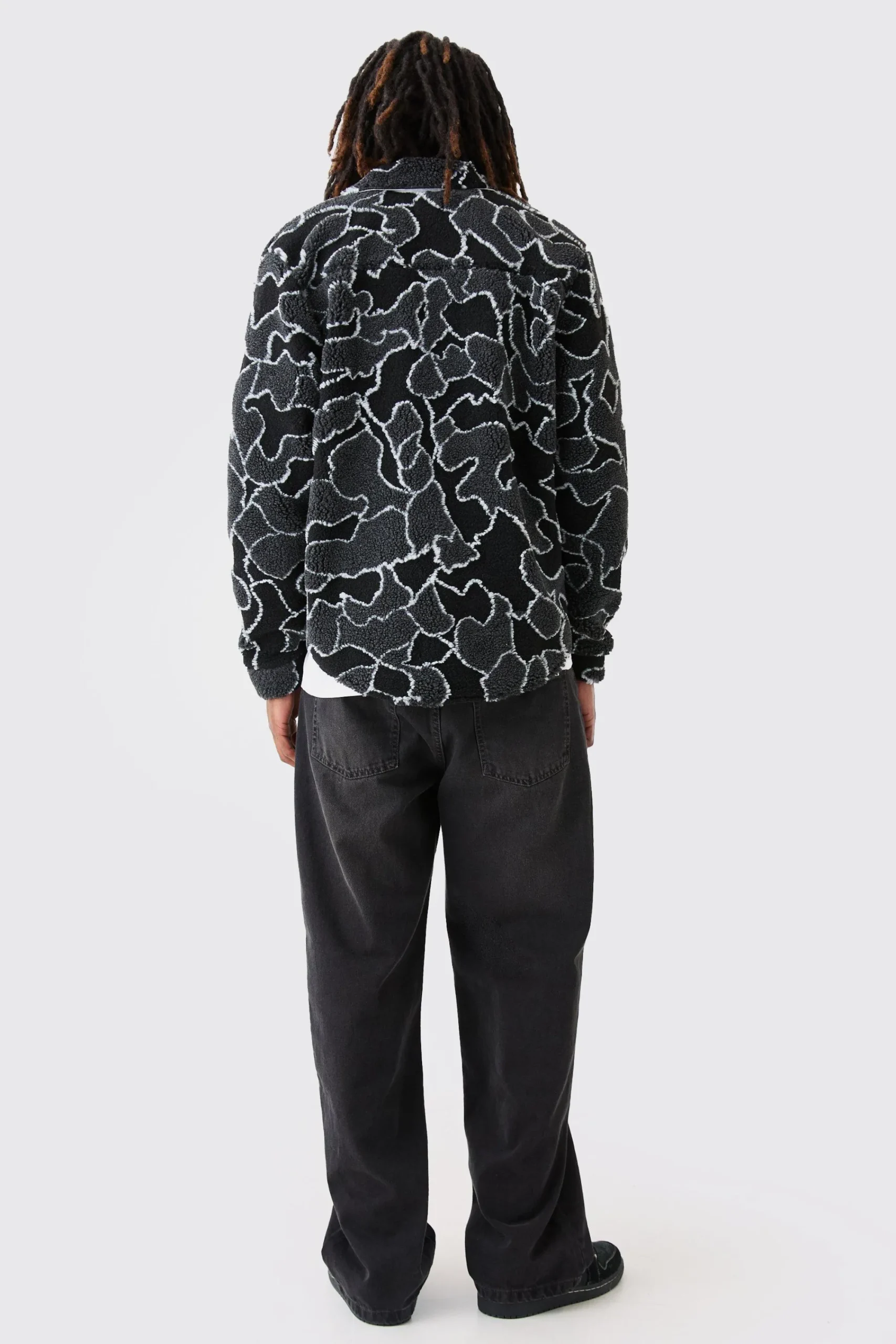 boohooMAN Borg Squiggle Boxy Overshirt | UK| Shirts