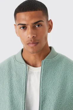 boohooMAN Boucle Textured Padded Bomber | UK| Coats & Jackets