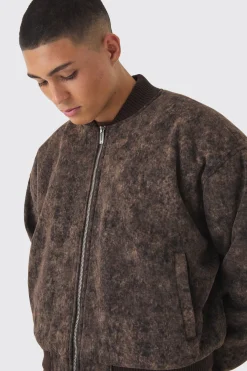 boohooMAN Boxy Acid Wash Bomber | UK| Coats & Jackets