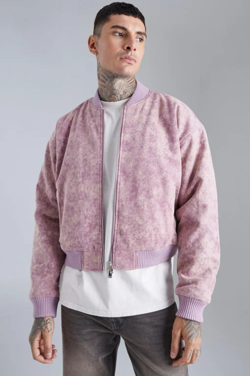 boohooMAN Boxy Acid Wash Bomber | UK| Coats & Jackets
