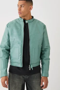boohooMAN Boxy BHM Tonal Pu Moto Jacket In | UK| Coats & Jackets