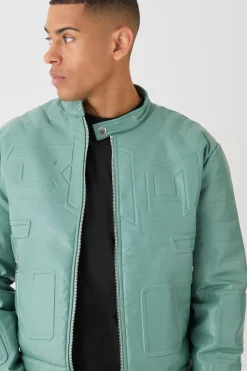 boohooMAN Boxy BHM Tonal Pu Moto Jacket In | UK| Coats & Jackets