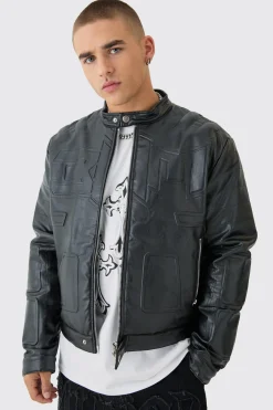boohooMAN Boxy BHM Tonal Pu Moto Jacket In | UK| Coats & Jackets