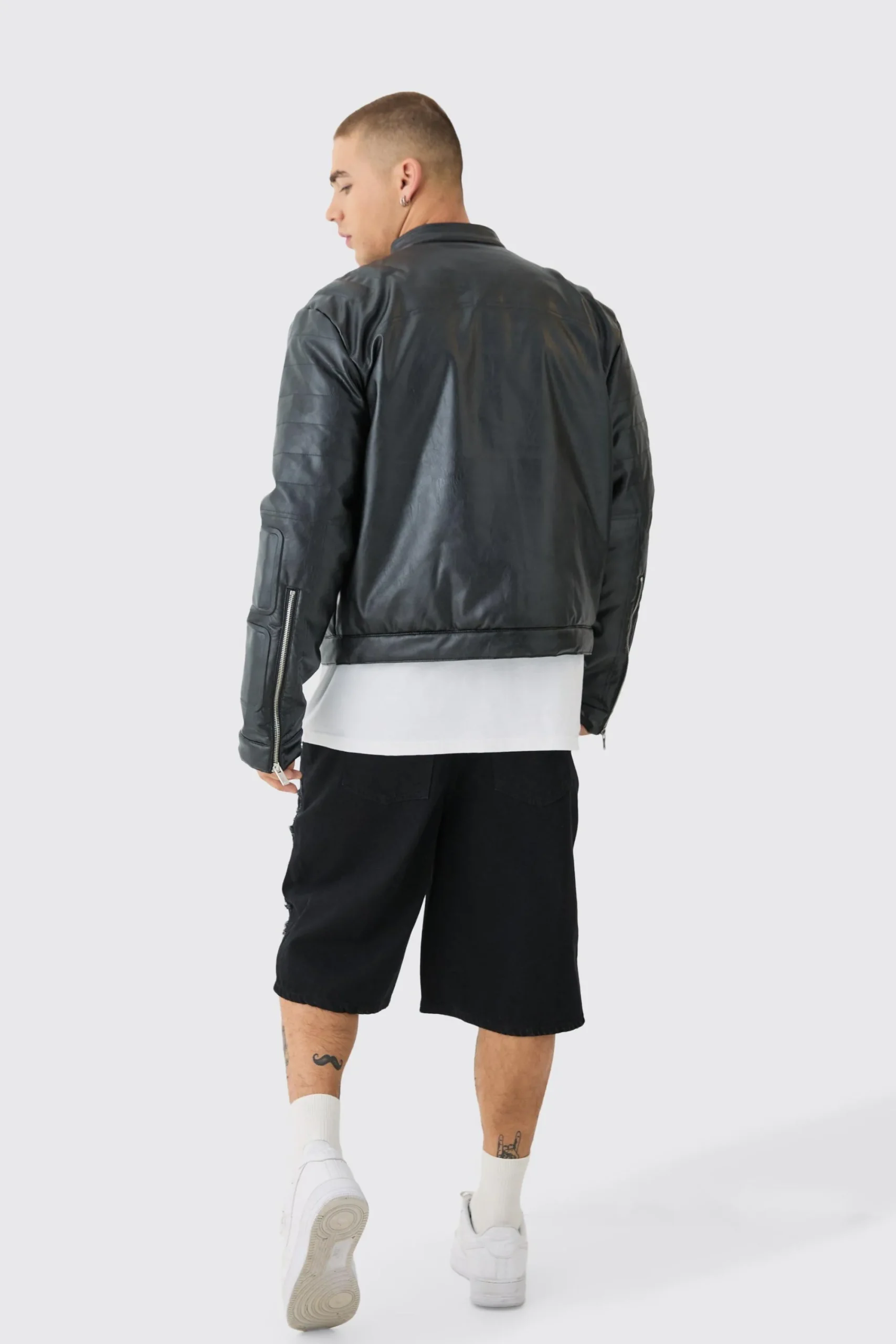 boohooMAN Boxy BHM Tonal Pu Moto Jacket In | UK| Coats & Jackets