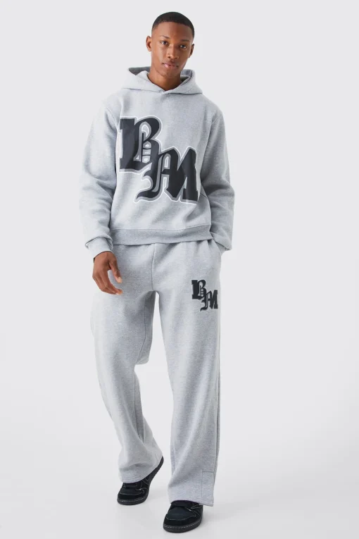 boohooMAN Boxy Bm Print Tracksuit | UK| Tracksuits