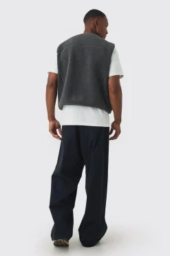 boohooMAN Boxy Borg Pocket Detail Gilet In | UK| Coats & Jackets