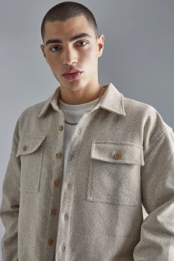 boohooMAN Boxy Boucle Heavyweight Overshirt | UK| Shirts