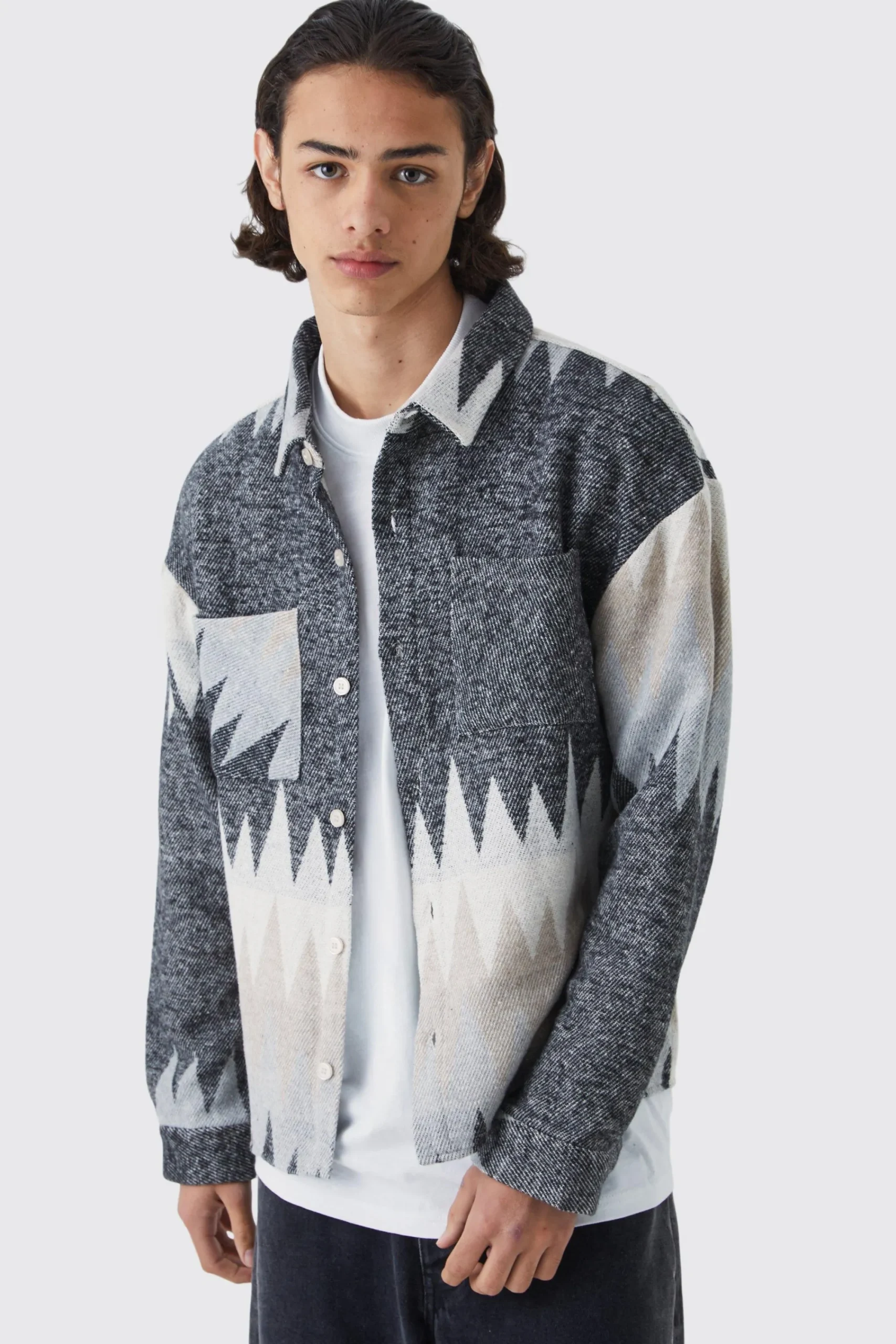 boohooMAN Boxy Button Up Stripe Overshirt | UK| Shirts