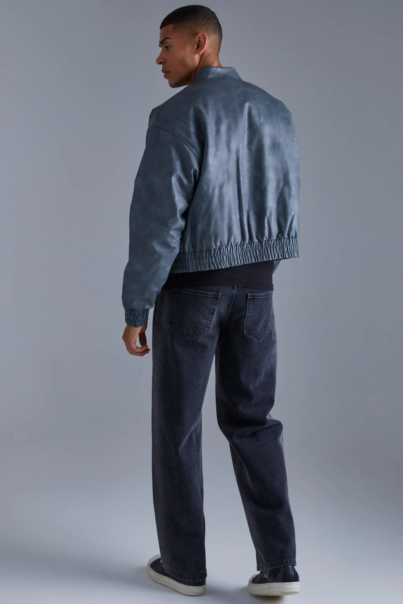 boohooMAN Boxy Cargo Pocket Washed Pu Bomber | UK| Coats & Jackets