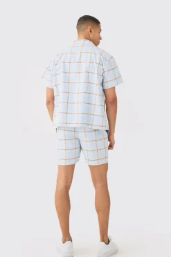 boohooMAN Boxy Check Paisley Embroidered Shirt And Short | UK| Sets & Co-Ords
