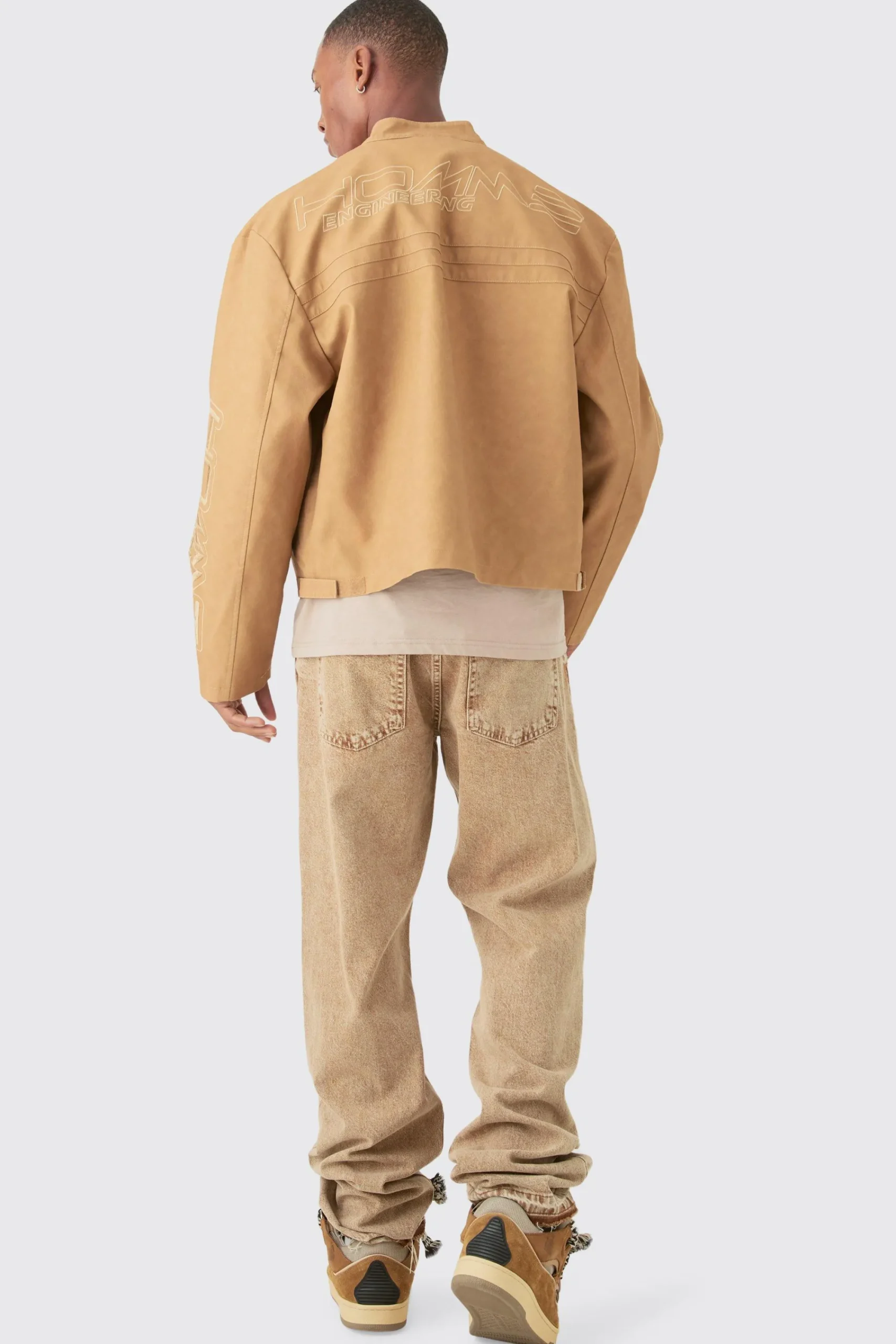 boohooMAN Boxy Collared Twill Varsity Bomber Jacket In | UK| Coats & Jackets