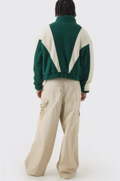 boohooMAN Boxy Colour Block Funnel Neck Fleece Jacket In | UK| Coats & Jackets