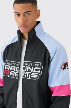 boohooMAN Boxy Colour Block Twill Moto Bomber Jacket In | UK| Coats & Jackets