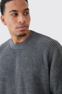 boohooMAN Boxy Crew Neck Ribbed Knitted Jumper | UK| Knitwear