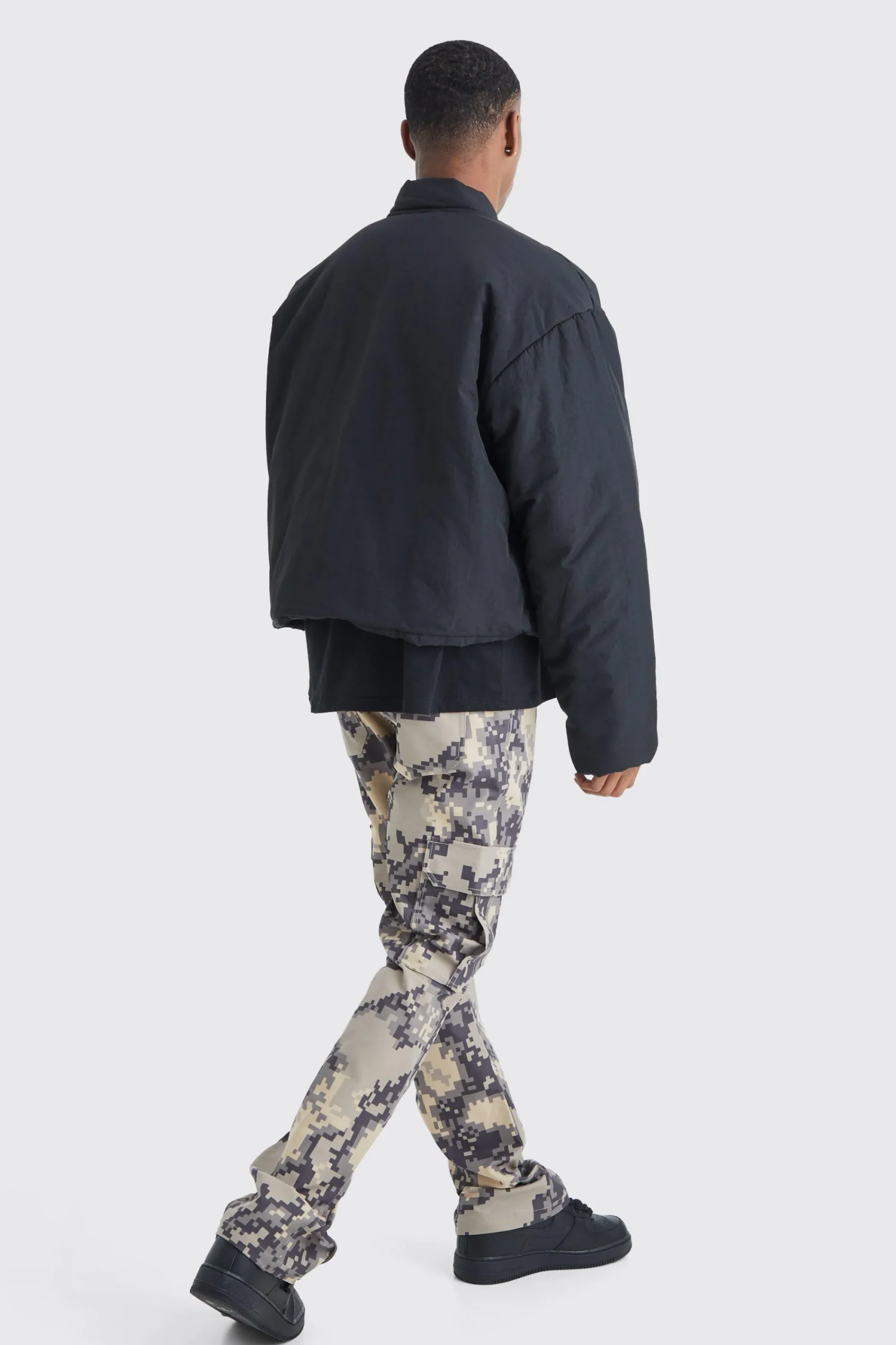 boohooMAN Boxy Crinkle Nylon Puffer Bomber | UK| Coats & Jackets