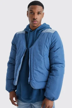 boohooMAN Boxy Curved Quilted Puffer | UK| Coats & Jackets