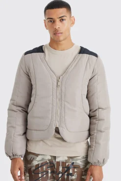 boohooMAN Boxy Curved Quilted Puffer | UK| Coats & Jackets