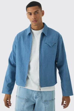 boohooMAN Boxy Denim Textured Jacket | UK| Coats & Jackets