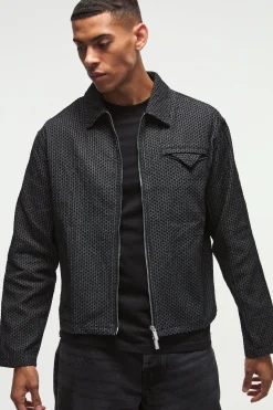boohooMAN Boxy Denim Textured Jacket | UK| Coats & Jackets