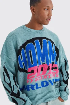 boohooMAN Boxy Drop Shoulder Moto Jumper | UK| Knitwear