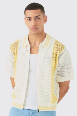 boohooMAN Boxy Dual Zip Open Stitch Colour Block Shirt | UK| Shirts