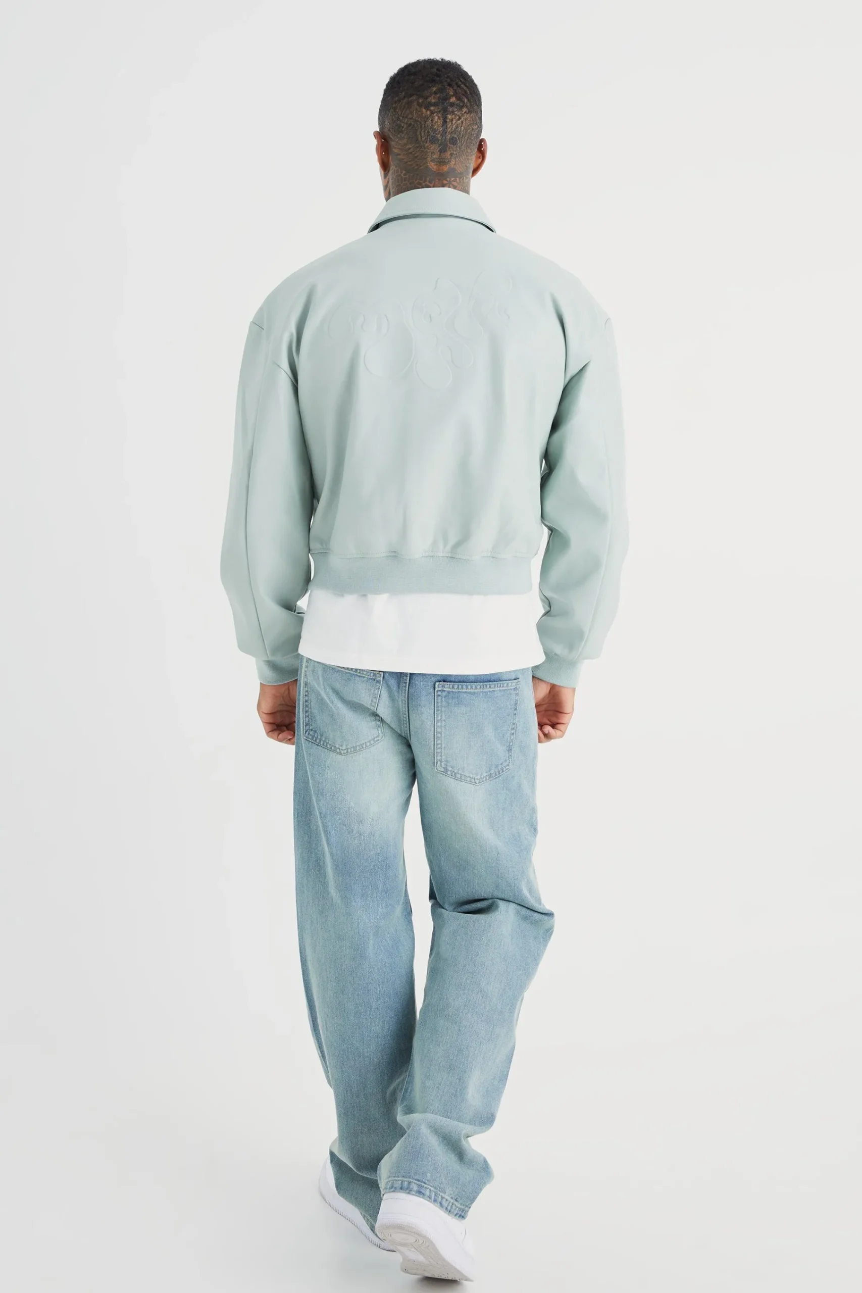 boohooMAN Boxy Embossed Pu Collared Bomber | UK| Coats & Jackets