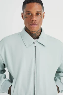 boohooMAN Boxy Embossed Pu Collared Bomber | UK| Coats & Jackets