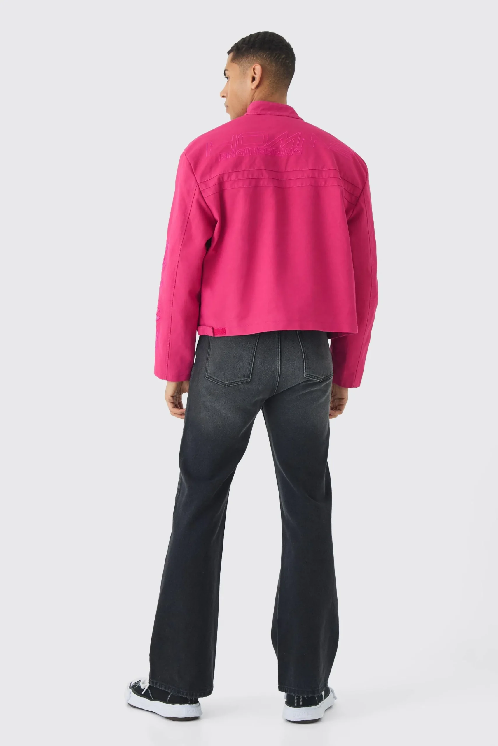 boohooMAN Boxy Embossed Pu Moto Jacket In | UK| Coats & Jackets