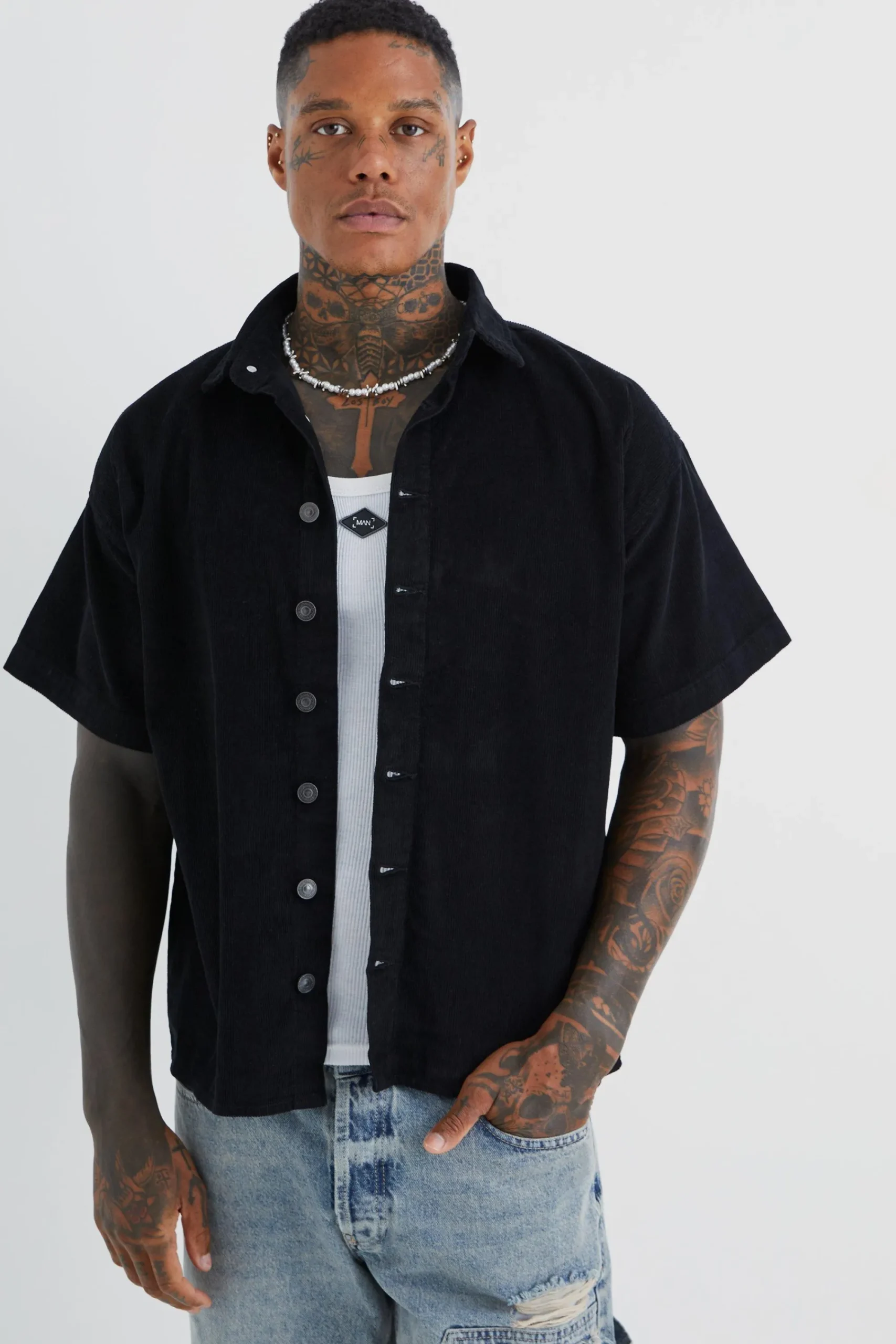 boohooMAN Boxy Fit Cord Shirt | UK| Shirts