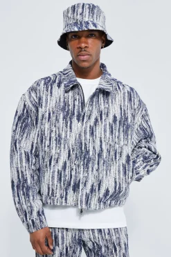 boohooMAN Boxy Fit Fabric Interest Denim Jacket | UK| Coats & Jackets