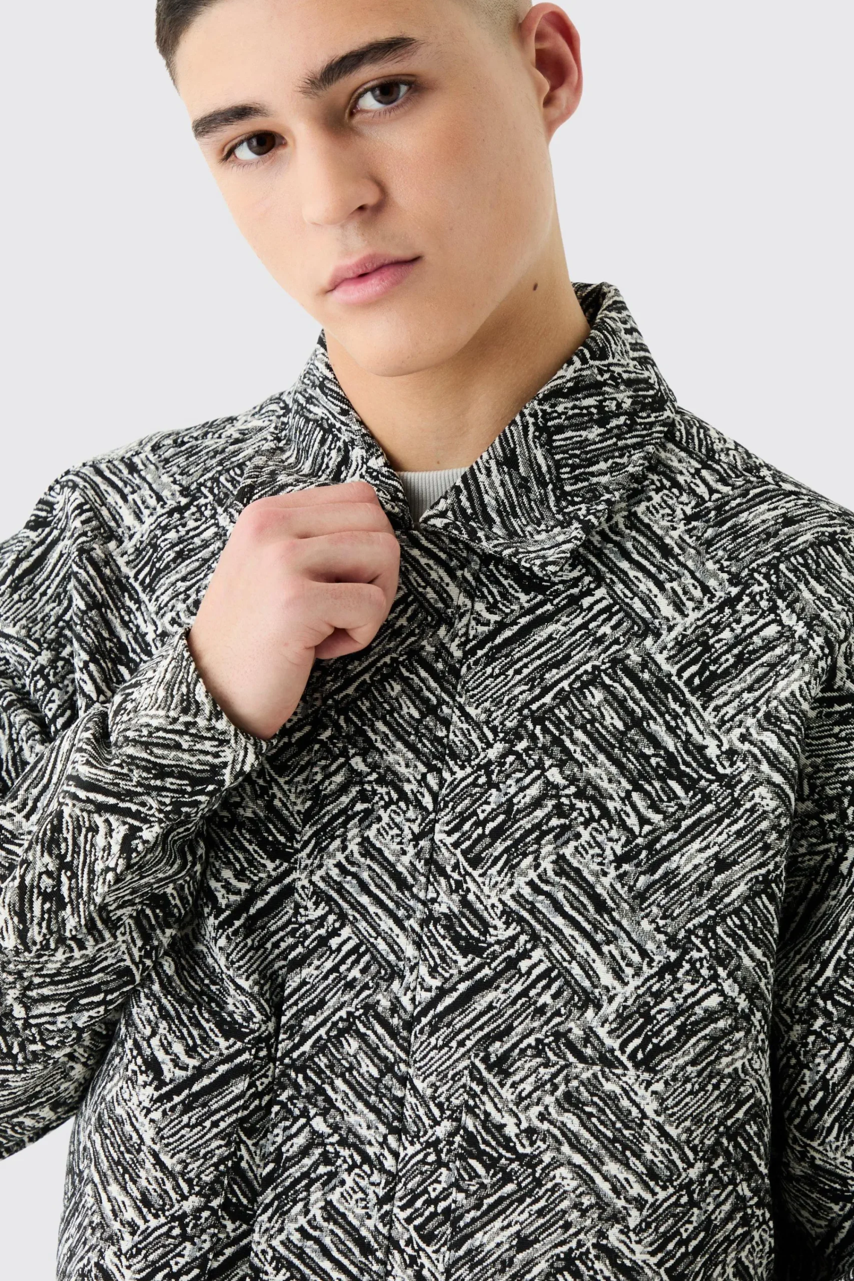 boohooMAN Boxy Fit Fabric Interest Tapestry Jacket | UK| Coats & Jackets