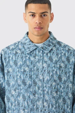 boohooMAN Boxy Fit Fabric Interest Distressed Denim Jacket | UK| Coats & Jackets