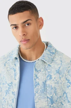 boohooMAN Boxy Fit Fabric Interest Distressed Denim Jacket | UK| Coats & Jackets