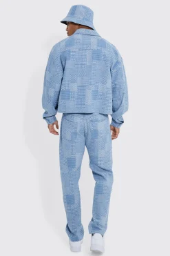 boohooMAN Boxy Fit Fabric Interest Denim Jacket And Jeans | UK| Sets & Co-Ords