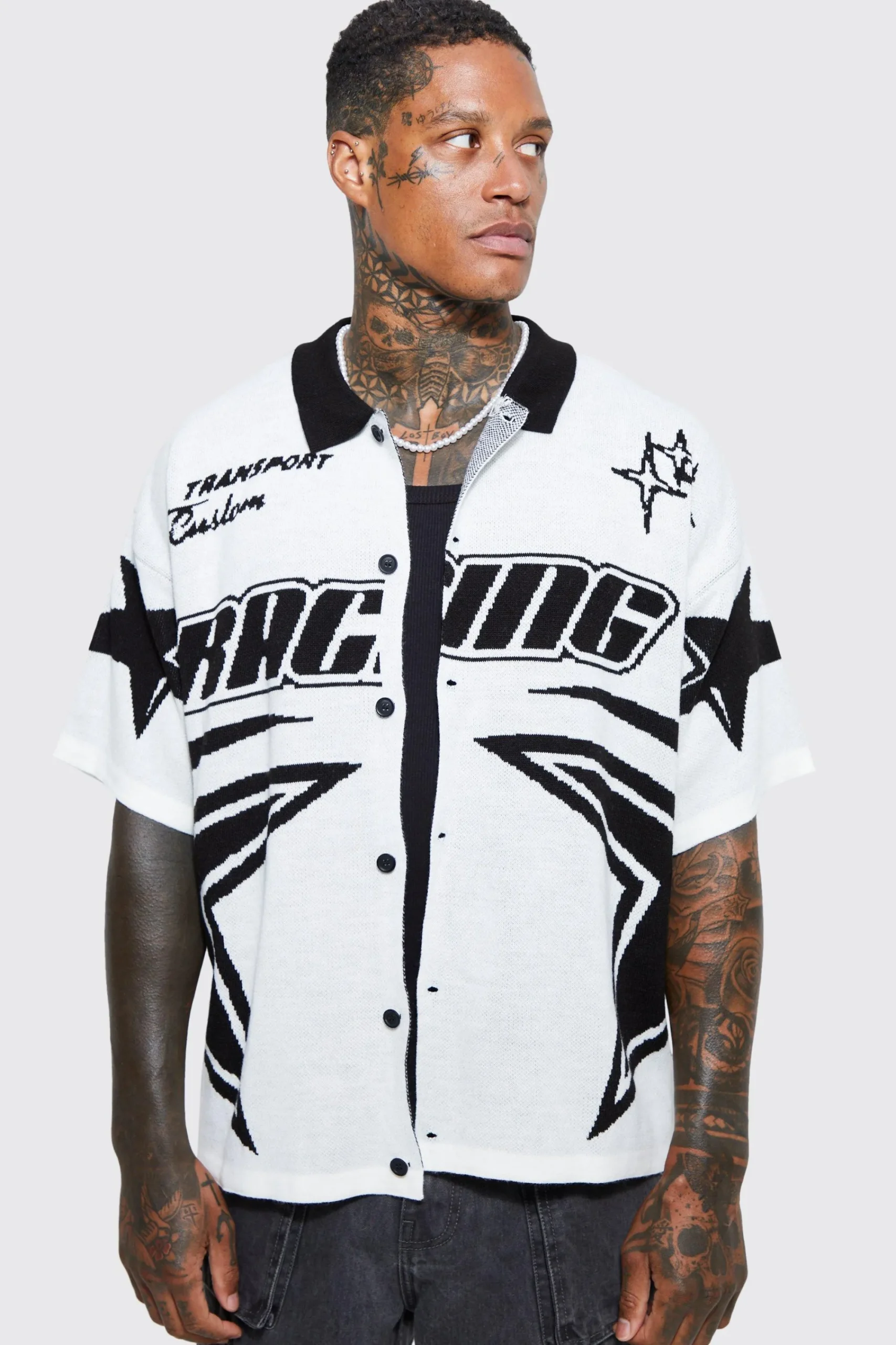 Boxy Fit Knitted Moto Shirt | UK^boohooMAN Discount