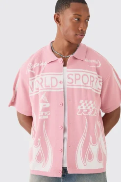 boohooMAN Boxy Fit Knitted Moto Shirt | UK| Shirts