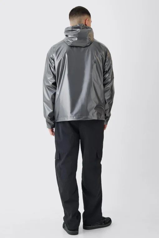 boohooMAN Boxy Fit Metallic Windbreaker | UK| Coats & Jackets