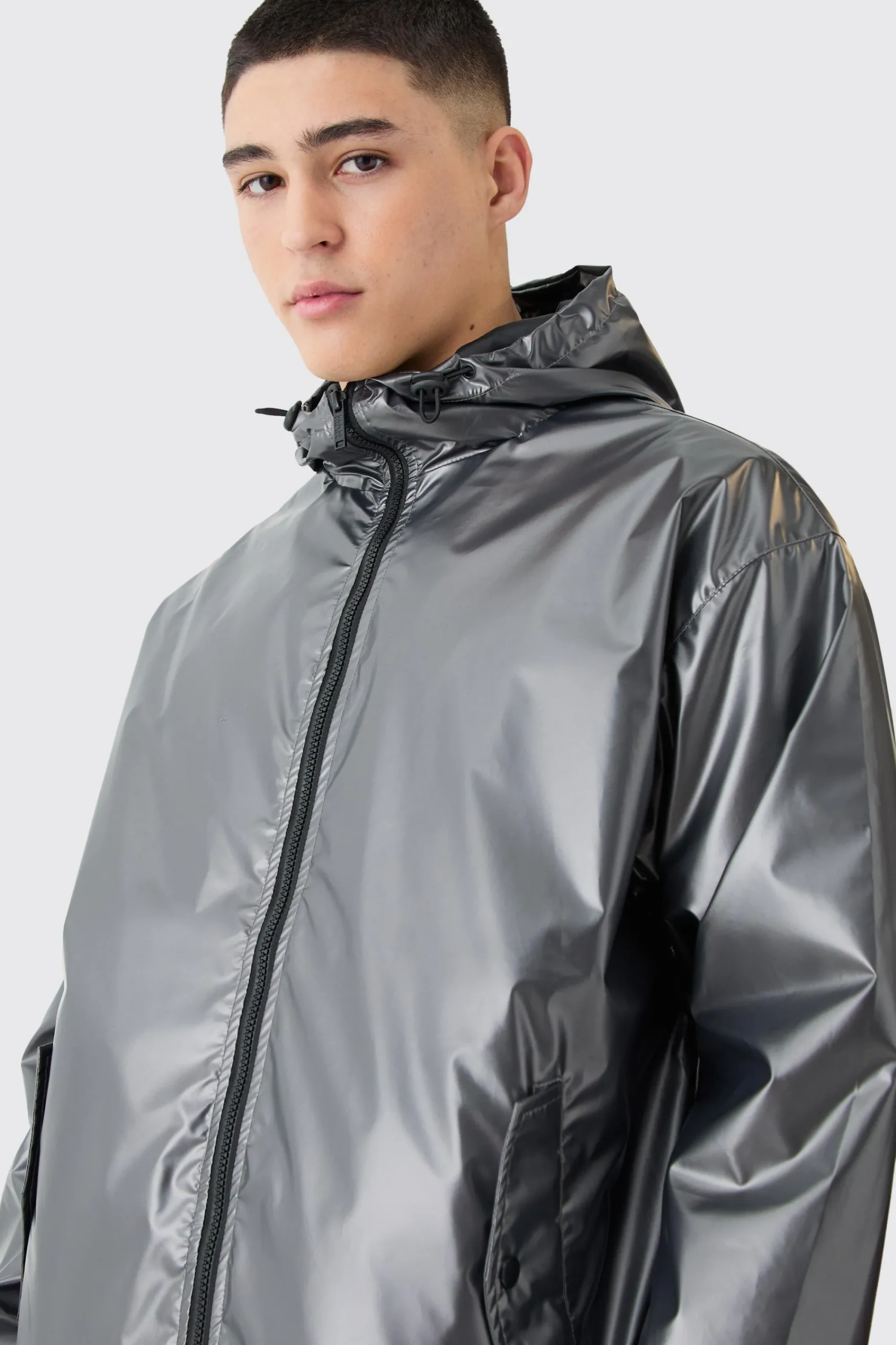 boohooMAN Boxy Fit Metallic Windbreaker | UK| Coats & Jackets