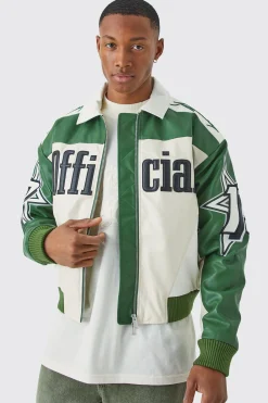 boohooMAN Boxy Fit Pu Moto Collared Bomber | UK| Coats & Jackets