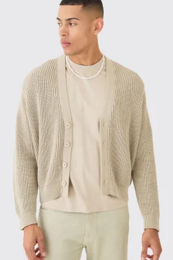 boohooMAN Boxy Fit Ribbed Fisherman Knit Cardigan | UK| Knitwear