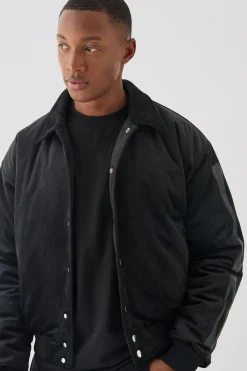 boohooMAN Boxy Fit Skeleton Applique Varsity Jacket | UK| Coats & Jackets