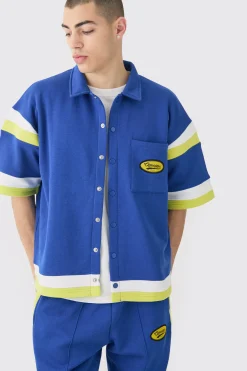 boohooMAN Boxy Fit Varsity Shirt Tracksuit | UK| Sets & Co-Ords|Tracksuits