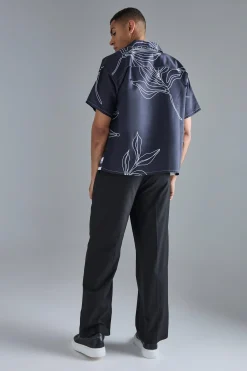 boohooMAN Boxy Floral Boarder Satin Shirt | UK| Shirts