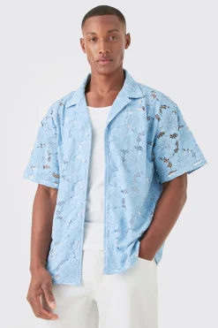 boohooMAN Boxy Floral Lace Shirt | UK| Shirts
