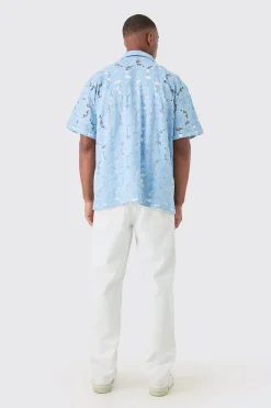 boohooMAN Boxy Floral Lace Shirt | UK| Shirts