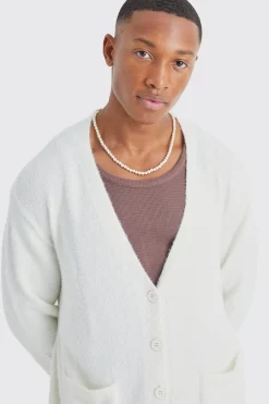 boohooMAN Boxy Fluffy Knitted Cardigan | UK| Knitwear