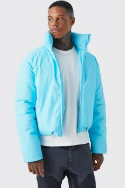 boohooMAN Boxy Funnel Neck Coated Puffer | UK| Coats & Jackets
