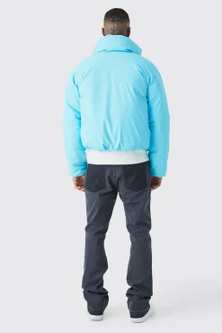 boohooMAN Boxy Funnel Neck Coated Puffer | UK| Coats & Jackets